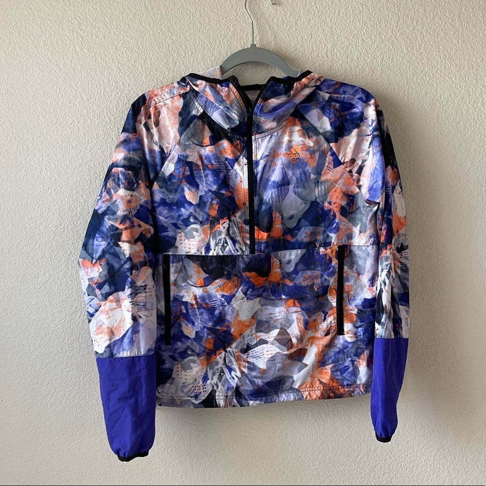 Adidas watercolor half zip windbreaker‎ size xs